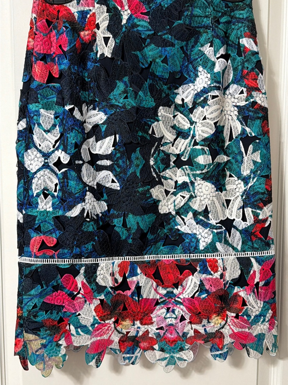 ANTONIO MELANI Multicolor Floral Lace Midi Skirt Size 0